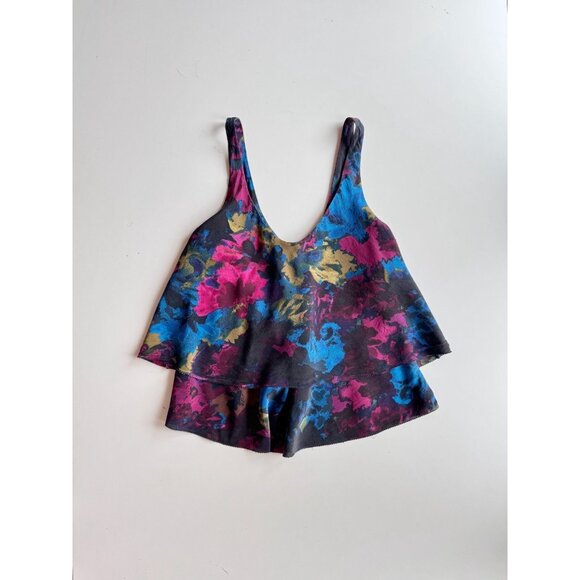 Aritzia T BABATON Floral Printed Silk Crepe Tiered Layered A-Line Tank, Size XS - Picture 5 of 11